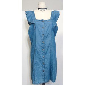 NWT Chambray Button Up Dress w/ Ruffle Sleeves